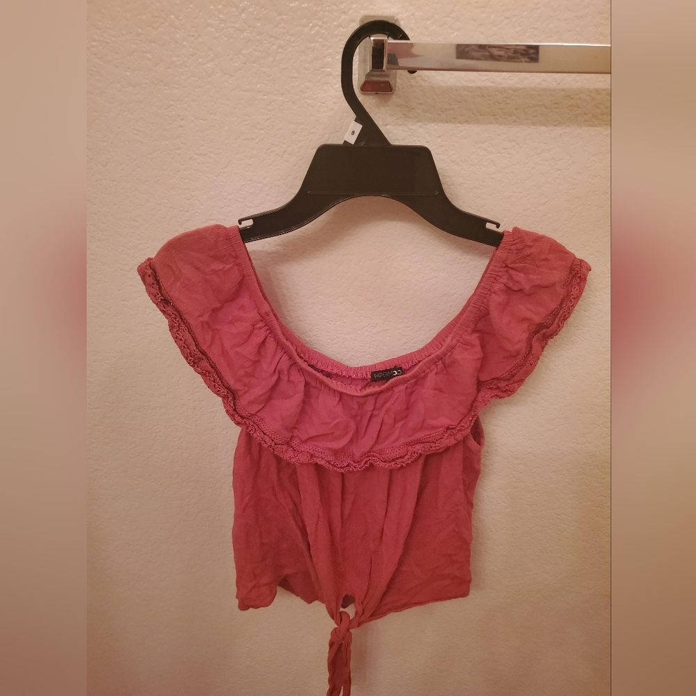 Women's Orange Ruffled Top